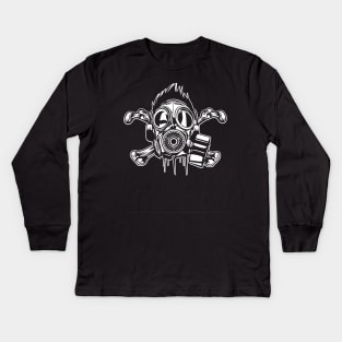 Gas Mask Crossbones Kids Long Sleeve T-Shirt